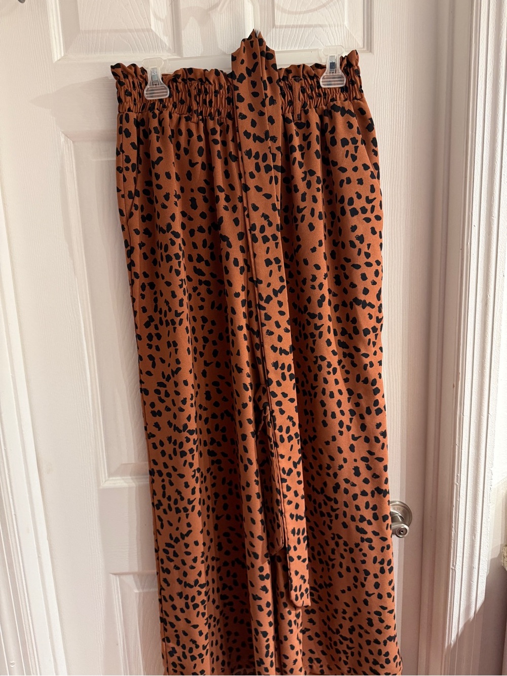 Rust Leopard Print Wide Leg Pants